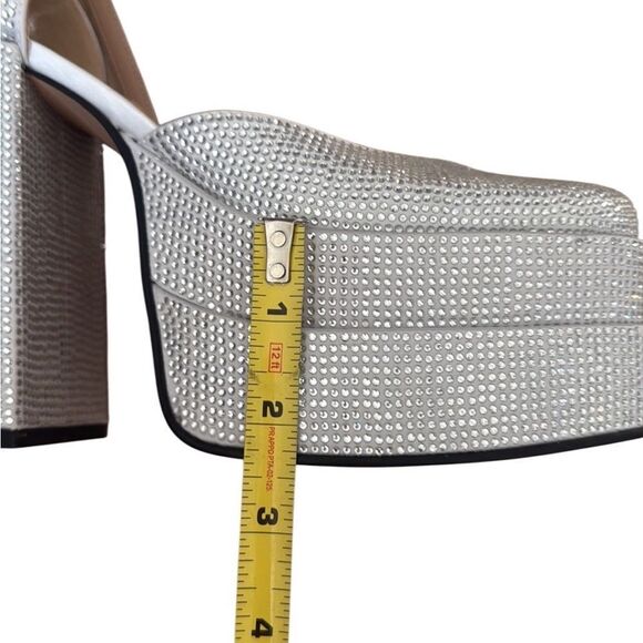 Steve Madden Charlize Silver Rhinestone stacked Platform Heels Size 8 - Picture 10 of 10